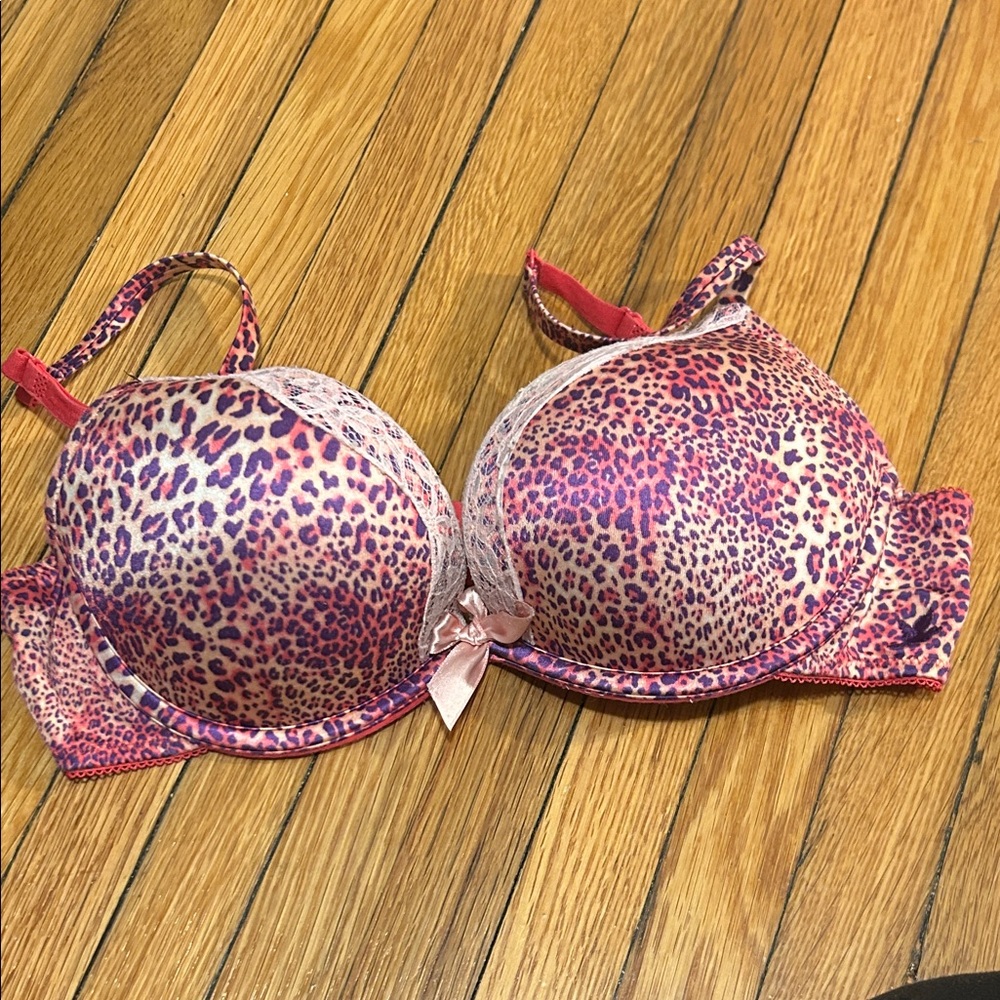 Aerie Pink Leopard Bra with Lace